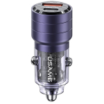 USAMS Automobilinis įkroviklis C36 USB+USB-C 95W FAST CHARGE violetinis CC176CC02 (US-CC176)