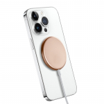 Crong MagSpot alumiiniumist 15 W magnetiline juhtmevaba laadija, MagSafe'iga &uuml;hilduv, kuldne