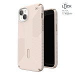 Speck Presidio2 Grip MagSafe &uuml;mbris ClickLock-tehnoloogiaga seadmele iPhone 15 Plus / 14 Plus, Bleached Bone / Heirloom Gold v&auml;rvitoonis