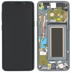 Ekranas Samsung G960F S9 su lietimui jautriu stikliuku ir rėmeliu Titanium Grey originalus (service pack)
