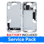 Ekrano rėmas / Vidinis korpusas skirtas Apple iPhone 15 korpusas + baterija / Blue / (Service Pack)