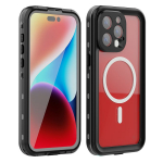 Atsparus vandeniui dėklas SHELLBOX DOT suderinamas su MagSafe IPHONE 15 Pro Max juodas