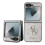 Guess Leather 4G Metal Logo &Uuml;mbris jaoks Samsung Galaxy Z Flip 6 - Roosa