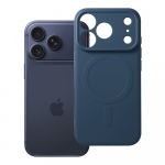 Case for iPhone 17 Pro / 18 Pro Silicone Mag Cover compatible with MagSafe (camera protection) dark blue