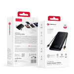 Akupank FORCELL F-ENERGY F30K6 Multicharge sisseehitatud USB-C- ja Lightning-kaablitega, PD QC3.0, 3 A, 65 W, 27000 mAh, must