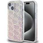 Hello Kitty IML Gradient Electrop Crowded Kitty Head &uuml;mbris jaoks iPhone 15 - roosa