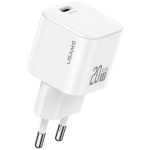 Tinklo įkroviklis USAMS JO Series CC260 20W USB-C + USB-C/Lightning laidas 1m baltas