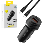 Blavec Car charger BS-03B-C Carbon - USB + Typ C - QC 3.0 18W PD 30W z kablem Typ C na Typ C (CCBS03BC-UCB) czarna