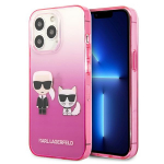 Karl Lagerfeld Gradient Ikonik Karl&Choupette &uuml;mbris iPhone 13 Pro / iPhone 13 jaoks - roosa