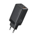 USAMS Tinklo įkroviklis 2xUSB-C+1xUSB 65W (tik galvutė) GaN PD3.0 +QC3.0 Fast Charging juodas Sandru Series CC180TC01 (US-CC180)