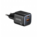 Unitek GaN v&otilde;rgulaadija USB-A ja USB-C 20W must