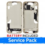 Ekrano rėmas / Vidinis korpusas skirtas Apple iPhone 15 korpusas + baterija / Yellow / (Service Pack)