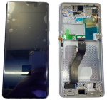Samsung G998 / Galaxy S21 Ultra originaal LCD-ekraani ja puutepaneeli moodul raamiga, h&otilde;bedane Phantom Silver (hoolduspakend)