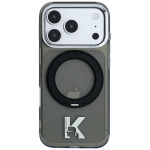 Karl Lagerfeld IML Ring Stand 360 Kameo Metal MagSafe-&uuml;mbris iPhone 18 Pro / 17 Pro jaoks, must