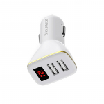Borofone BZ11 Speed Map autolaadija 2 USB-A pordiga, digitaalse n&auml;idikuga, valge