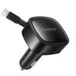 Orico FC-66-1A2C autolaadija 66 W, sisseehitatud sisset&otilde;mmatava USB-C-kaabliga &ndash; must