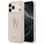 Guess Grained Big 4G & Classic Logo &Uuml;mbris jaoks iPhone 17 Pro Max - Roosa