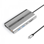 Orico XDR 12-&uuml;hes USB-C dokkimisjaam USB-A USB-C HDMI 4K VGA RJ45 Gigabit PD 100W SD ja microSD kaardilugeja - h&otilde;bedane