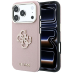 Guess Grained & Big Resin Logo &uuml;mbris iPhone 18 Pro / 17 Pro &ndash; roosa