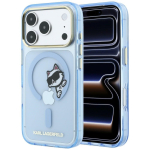 Karl Lagerfeld Peekaboo Logo &uuml;mbris seadmele iPhone 18 Pro / 17 Pro, MagSafe-&uuml;hilduv &ndash; helesinine