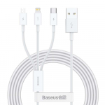 Cable Baseus Superior from USB to microUSB+Lightning+Type-C 3.5A 1.5m valge CAMLTYS-02