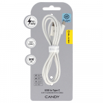 Blavec Kaabel Candy braided - USB to Type C - PD 60W 3A 3 metres Apple CarPlay/Android Auto (CCA-UC3W30) valge