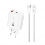 A6MaxL 20W USB-A USB-C wall laadija koos USB-C - USB-C 1m kaabel - valge