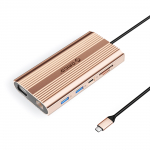Orico XDR 12-&uuml;hes USB-C dokkimisjaam USB-A USB-C HDMI 4K VGA RJ45 Gigabit PD 100W SD ja microSD kaardilugeja - roosa kuld