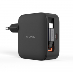 Reisilaadija X-ONE ChargeGo GaN 65W sisset&otilde;mmatava kaabli ja USB C pordiga &ndash; must