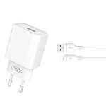 XO seinalaadija CE02D QC 3.0 18W 1x USB, valge + Lightning-kaabel