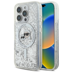 Karl Lagerfeld Liquid Glitter Karl & Choupette Head Magsafe &Uuml;mbris jaoks iPhone 16 Pro Max - Clear