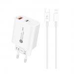 A6MaxL 20W USB-A USB-C Wall Laadija koos 1m USB-C - Lightning Kaabel - valge