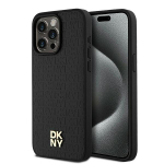DKNY Leather Monogram Pattern Metal Logo MagSafe &Uuml;mbris jaoks iPhone 15 Pro Max - Must