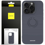 Spacecase Silikoninis dėklas su žiedu iPhone 15 Pro juodas