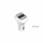 Borofone BZ3 Joyroad autolaadija 2 USB-A pordiga, 12 W, digitaalse n&auml;idikuga, valge