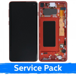 Ekranas skirtas Samsung G973 S10 su rėmeliu / Cardinal Red / (Service Pack)