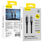 Blavec Zumi punutud kaabel Type C - Type C PD 60W 3A LCD-ekraaniga 1m Apple CarPlay/Android Auto must