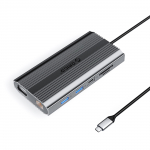 Orico XDR 12-&uuml;hes USB-C dokkimisjaam USB-A USB-C HDMI 4K VGA RJ45 Gigabit PD 100W SD ja microSD kaardilugeja - hall