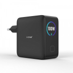 Reisilaadija X-ONE ChargeGo GaN LCD-ekraaniga, 100W, 2x USB C &ndash; must