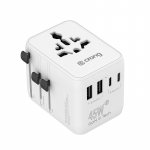 Crong One World universaalne GaN-reisiadapter, 45 W, UK/EU/US/AU, valge
