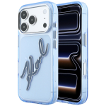 Karl Lagerfeld IML Big Signature Resin Metal Frame &uuml;mbris telefonile iPhone 17 Pro / 18 Pro, sinine