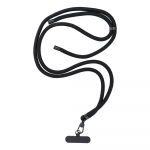 SWING (8mm) Telefono dirželis, Telefono pakabukas su reguliuojamu ilgiu / virvės ilgis 165cm (maks. 82.5cm kilpoje) / ant peties arba kaklo - juodas