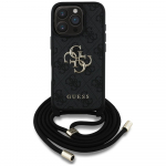 GUESS &uuml;mbris jaoks IPHONE 16 Pro GUHCP16LP4GMGCRK (CBDY PU 4G Big Logo W/Cord Strap) must