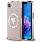 Guess IML Metal Glitter 4G Circle Triangle MagSafe &uuml;mbris jaoks iPhone 16e - roosa