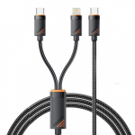 USB Laidas Essager "Triple" 3in1 juodas "Type-C / Type-C / Lightning" 120cm