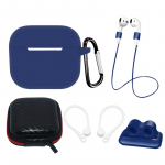 AirPods 3 Silicone &Uuml;mbris Set + &Uuml;mbris/Ear Hook/Neck Strap/Watch Strap Holder/Carabiner Clasp - sinine