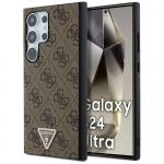 Guess Grip Stand 4G Triangle Strass &Uuml;mbris jaoks Samsung Galaxy S24 Ultra - Brown