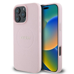 Guess MagSafe Grained Kuldne Ring iPhone 15 Pro Max &Uuml;mbris - Roosa