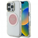 Guess IML Metal Colored Circle Classic Logo MagSafe &uuml;mbris jaoks iPhone 16 Pro Max - roosa