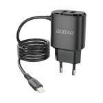 Dudao laadija 2 x USB-pordi ja sisseehitatud 12 W Lightning-kaabliga &ndash; must (A2ProL)
